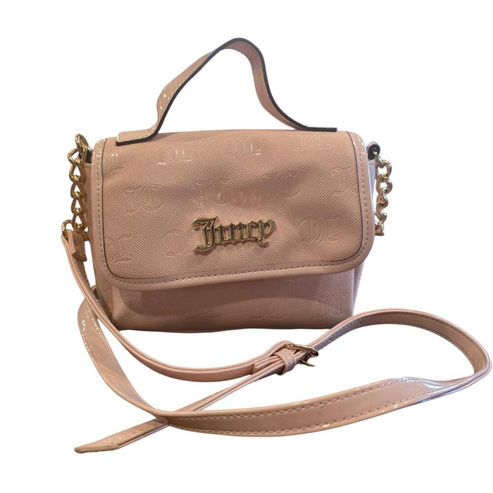 Juicy Couture Pink Mini Crossbody Handbag Logo Monogram Gold Chain Y2K Purse